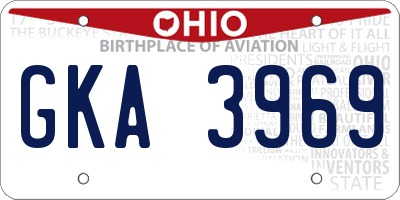OH license plate GKA3969