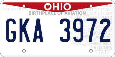 OH license plate GKA3972