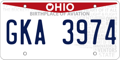 OH license plate GKA3974