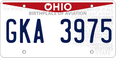 OH license plate GKA3975