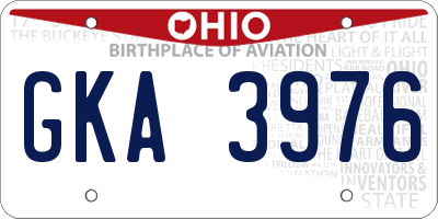 OH license plate GKA3976