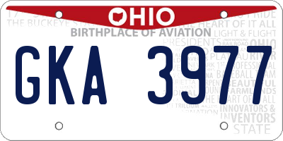 OH license plate GKA3977