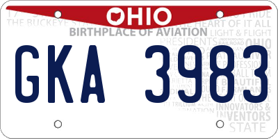 OH license plate GKA3983