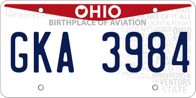 OH license plate GKA3984