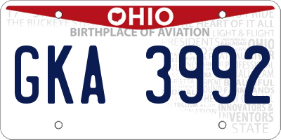 OH license plate GKA3992