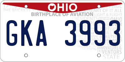 OH license plate GKA3993