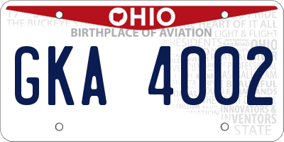 OH license plate GKA4002