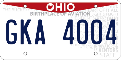 OH license plate GKA4004