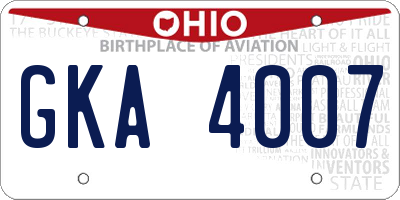OH license plate GKA4007