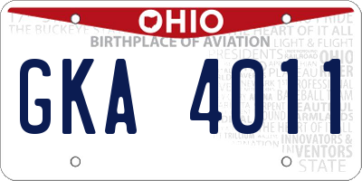 OH license plate GKA4011