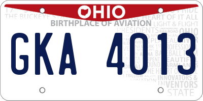 OH license plate GKA4013