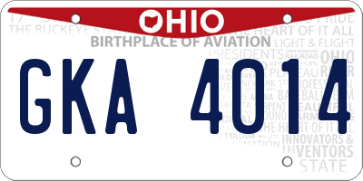 OH license plate GKA4014