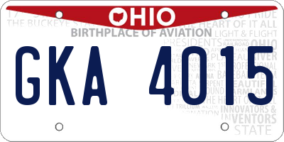 OH license plate GKA4015