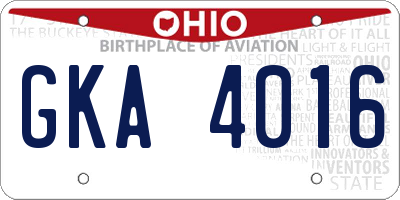 OH license plate GKA4016