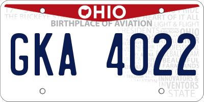 OH license plate GKA4022