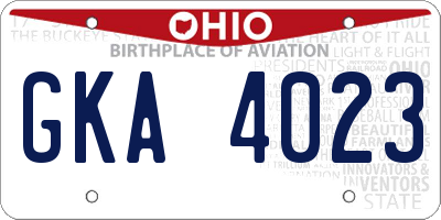 OH license plate GKA4023