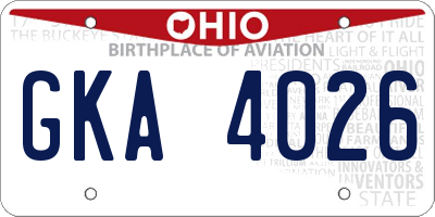 OH license plate GKA4026