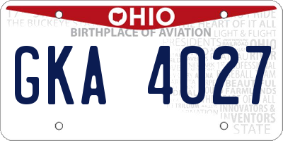 OH license plate GKA4027