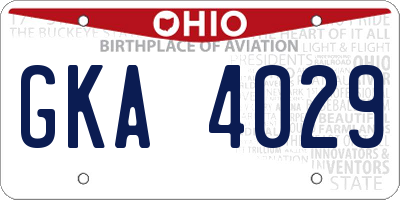 OH license plate GKA4029