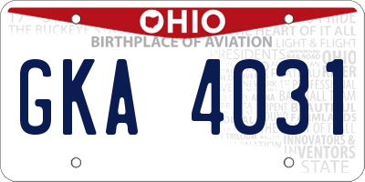 OH license plate GKA4031