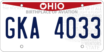 OH license plate GKA4033
