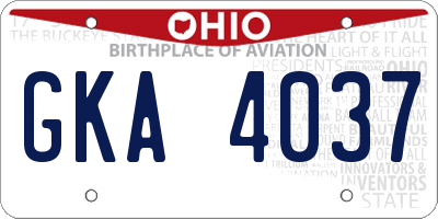 OH license plate GKA4037
