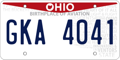 OH license plate GKA4041