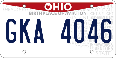OH license plate GKA4046