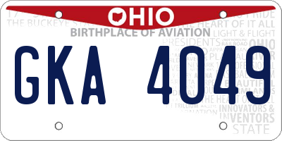 OH license plate GKA4049