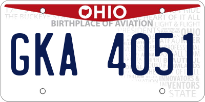 OH license plate GKA4051