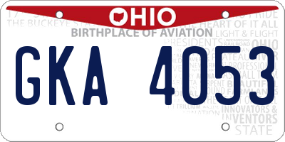 OH license plate GKA4053