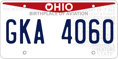 OH license plate GKA4060