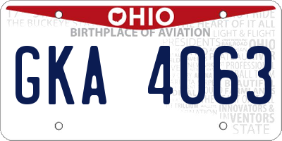 OH license plate GKA4063