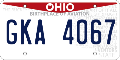 OH license plate GKA4067