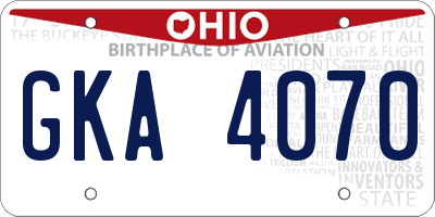 OH license plate GKA4070