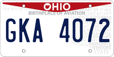 OH license plate GKA4072