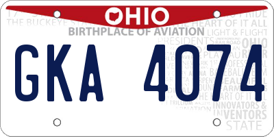 OH license plate GKA4074