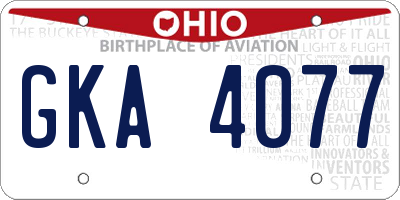 OH license plate GKA4077