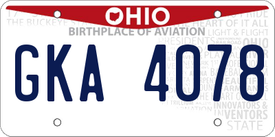 OH license plate GKA4078