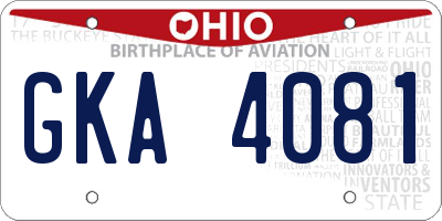 OH license plate GKA4081