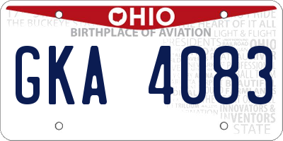 OH license plate GKA4083
