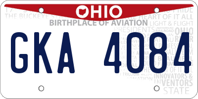 OH license plate GKA4084