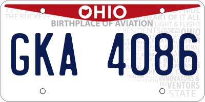 OH license plate GKA4086