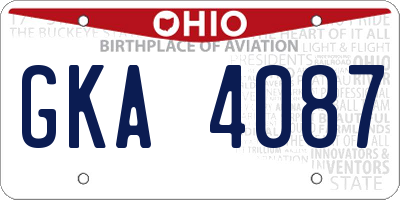 OH license plate GKA4087
