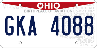 OH license plate GKA4088