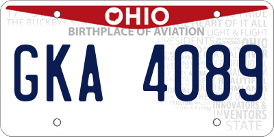 OH license plate GKA4089