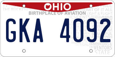 OH license plate GKA4092