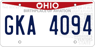 OH license plate GKA4094