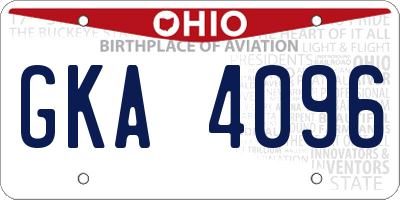 OH license plate GKA4096