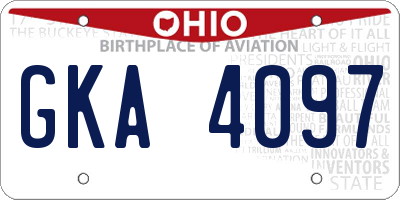 OH license plate GKA4097